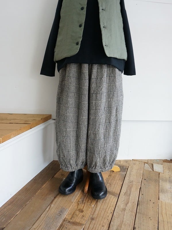 tumugu: コットンウールグレンチェック バルーンパンツ | Fimpen+Nul