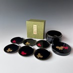 蝶蒔絵　銘々皿　六枚組　久美皿　化粧箱入　象彦製　漆器　セット　組皿　茶道具