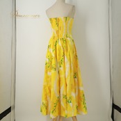 フラダンス 衣装 T&L MUUMUU FACTORY ムームーファクトリー ワンピース ドレス イエロー系 ウリウリ柄 ウクレレ柄 プニウニードラム柄 楽器柄 植物柄 ハワイアンプリント ハワイアン アロハ フラ ダンス レッスン 練習 華やか 鮮やか かわいい おしゃれ 黄 緑 白 橙 紫 グリーン系 ホワイト系 オレンジ系 パープル系