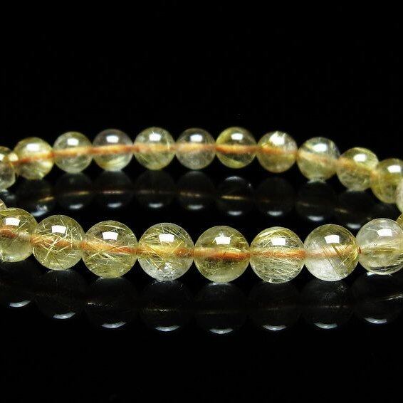 ルチルクォーツ ブレスレット 7mm タイチンルチルクォーツ タイチンルチル 一点物 メール便可 [M便 1/10] 111-49050