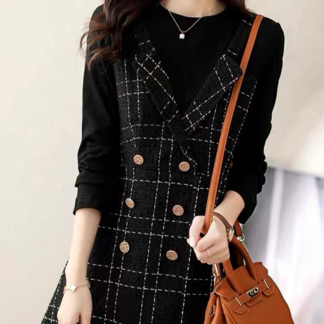 layered tweed plaid OP　A0220