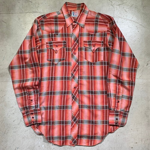 60's LEVI'S AUTHENTIC WESTERN WEAR リーバイス サドルマン チェックウェスタンシャツ 飾りスナップ カウボーイ S~M位 希少 ヴィンテージ BA-1599 RM2018H