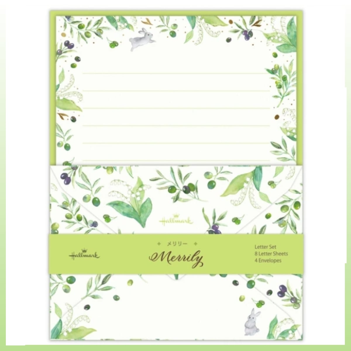 メリリー レターセット グリーン うさぎ