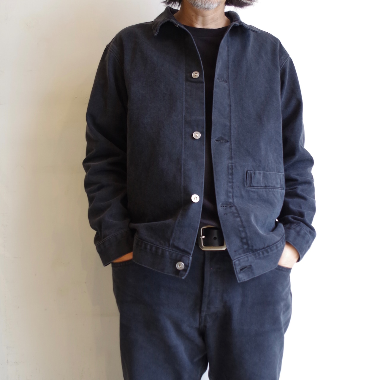 HATSKI Denim07 Box Pocket Denim Jacket Fade Black