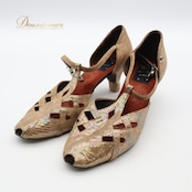 社交ダンス 衣装 シューズ ゴールド系 オリオン ORION 靴 くつ ヒール 金 レディース ストラップ オープントゥ キラキラ 華やか 練習 レッスン ステージ イベント 上品 ダンス衣装 パーティー