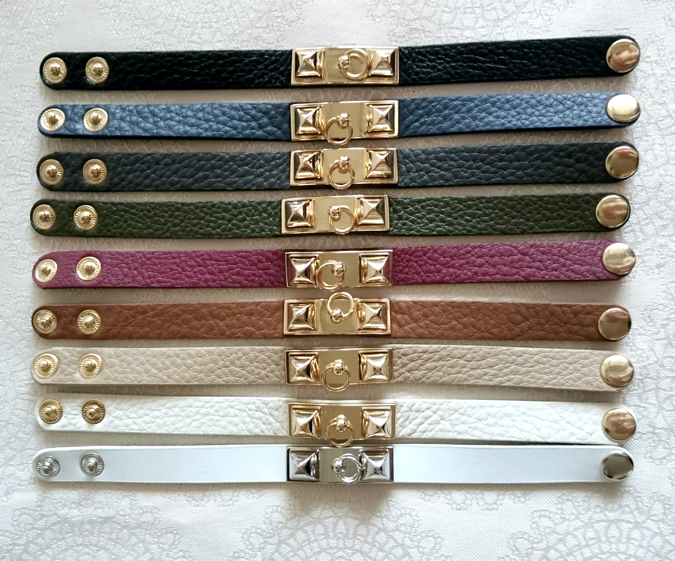 メタルプレートダブルバングル レザーブレスレット | プチプラコーデの