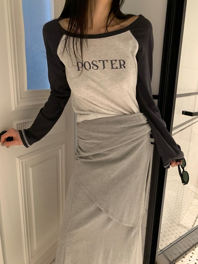 (即納)poster / Beaded Raglan T-Shirt / navy