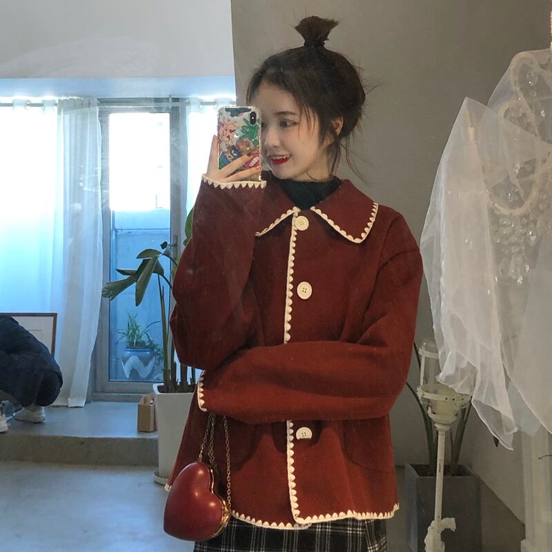 レッド 赤カラーショート ショート丈 ミニ ミニ丈コート レディース