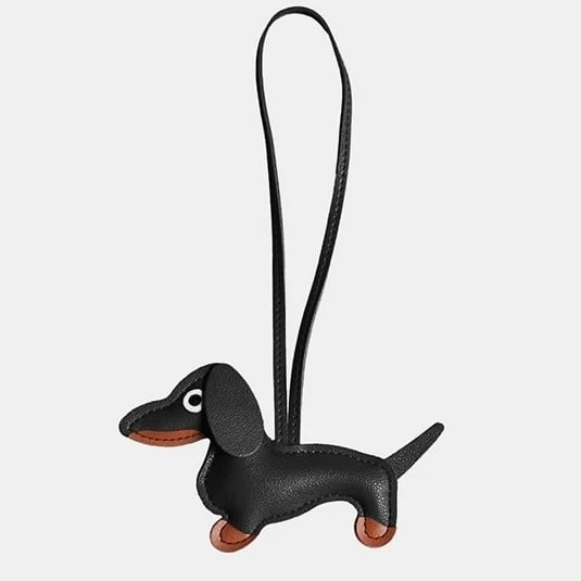 ダックスフンドチャーム レザーバッグタグ／全8色展開｜バッグアクセ