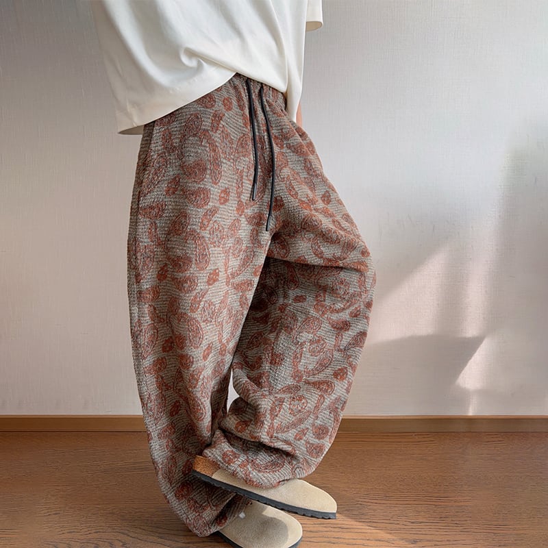 dannyandzeeカラーブロックジャカード織りカジュアルパンツ