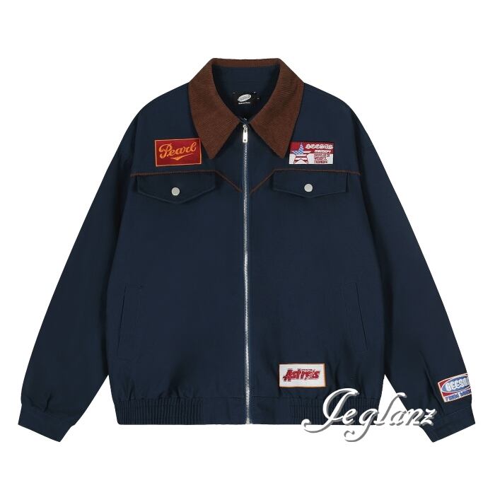 ジャケット ブルゾン 刺繍 ワッペン アウター ジップアップ 韓国(MB736)τ