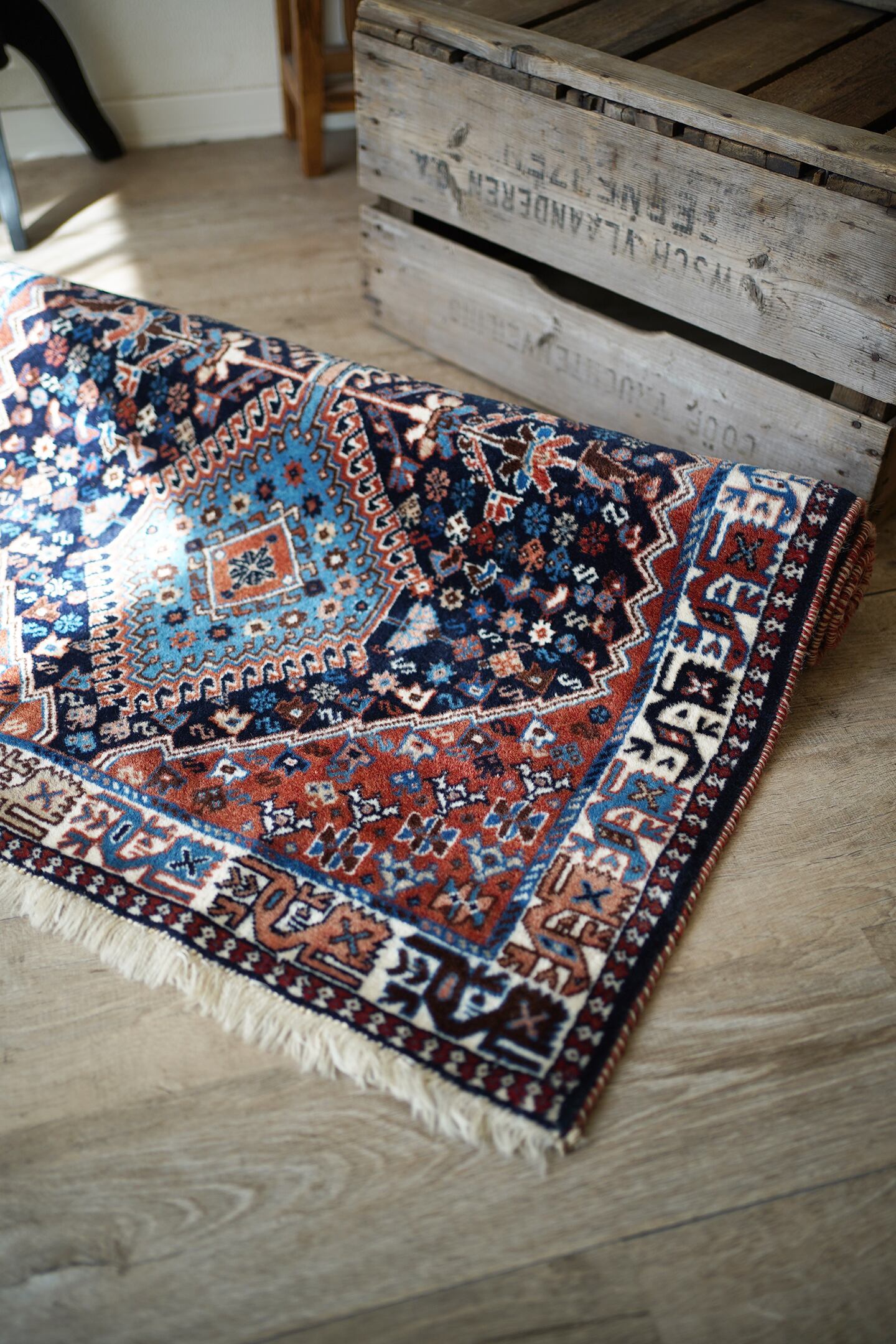 215】Vintage Persian Yalame rug 1980's - 1990's | ヴィンテージラグ