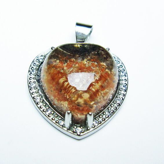 ガーデンクォーツ ペンダント ハート 一点物 メール便送料無料 [M便 1/20] 112-7807