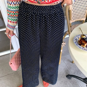 Dot Print Corduroy Wide Pants 2litr05727