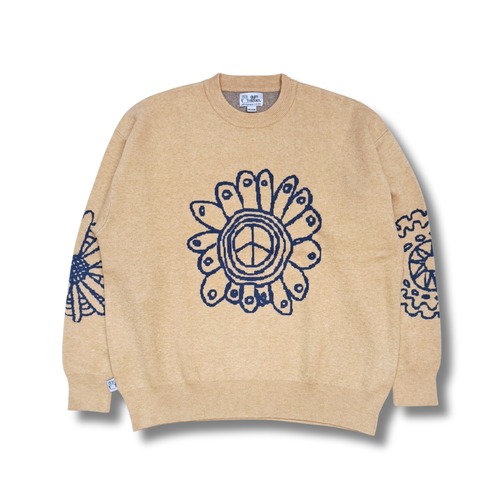gym master - PEACE FLOWER ジャガードニット  (beige)