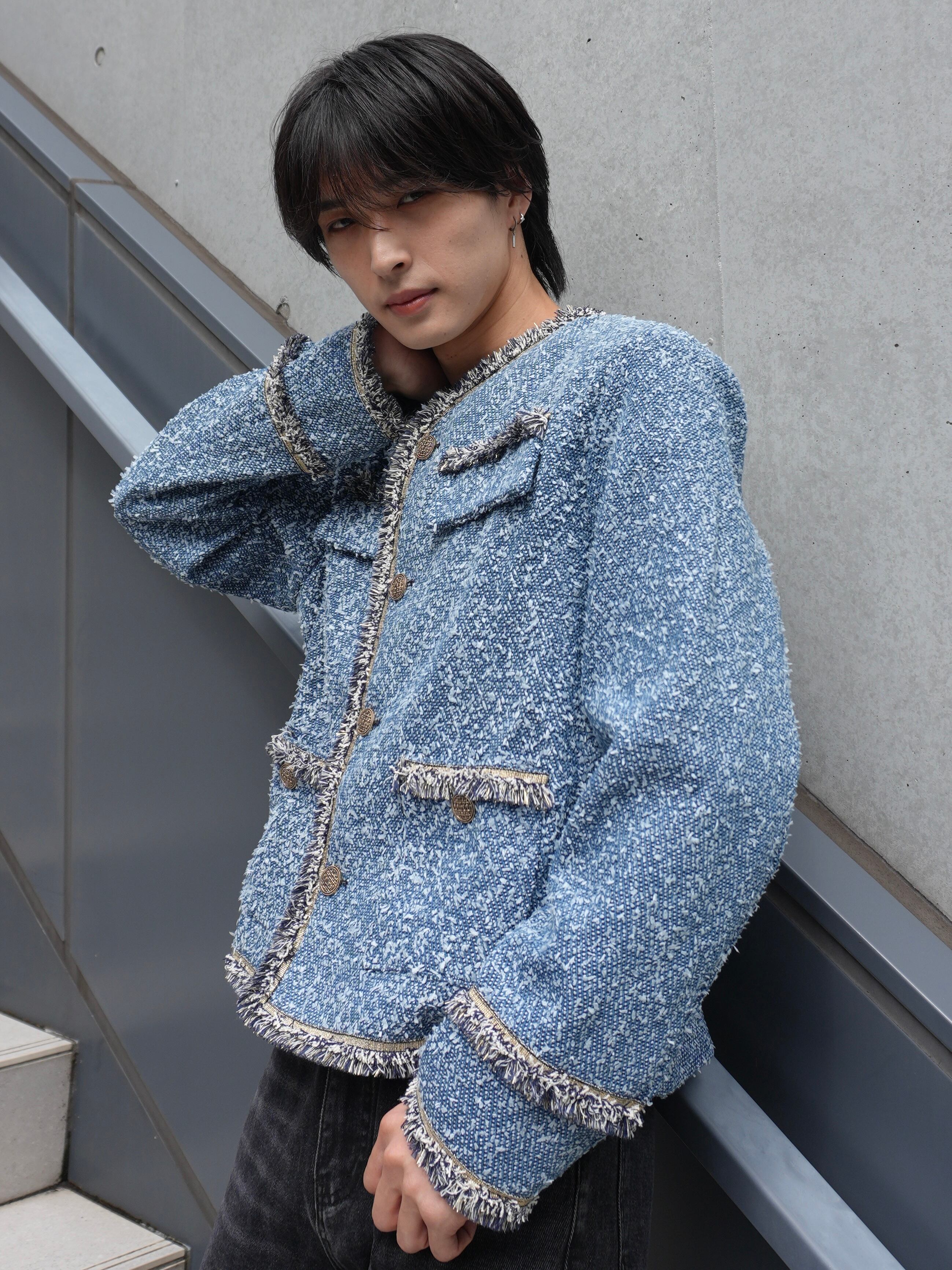 ALUDE SELECT】blue laxury tweed jacket | 【ALUDE】韓国メンズ