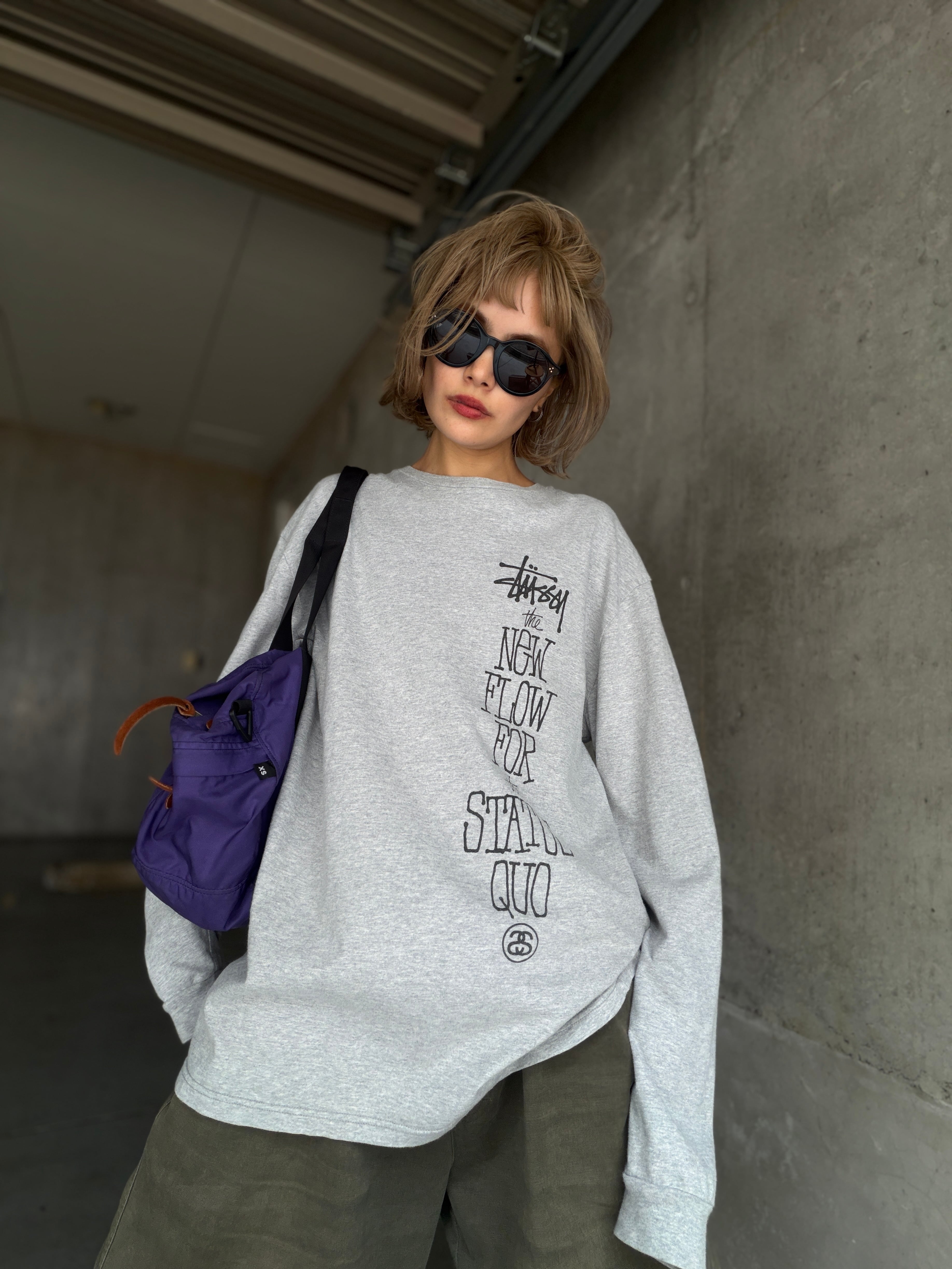 (CS2464)STUSS vertical logo long tee