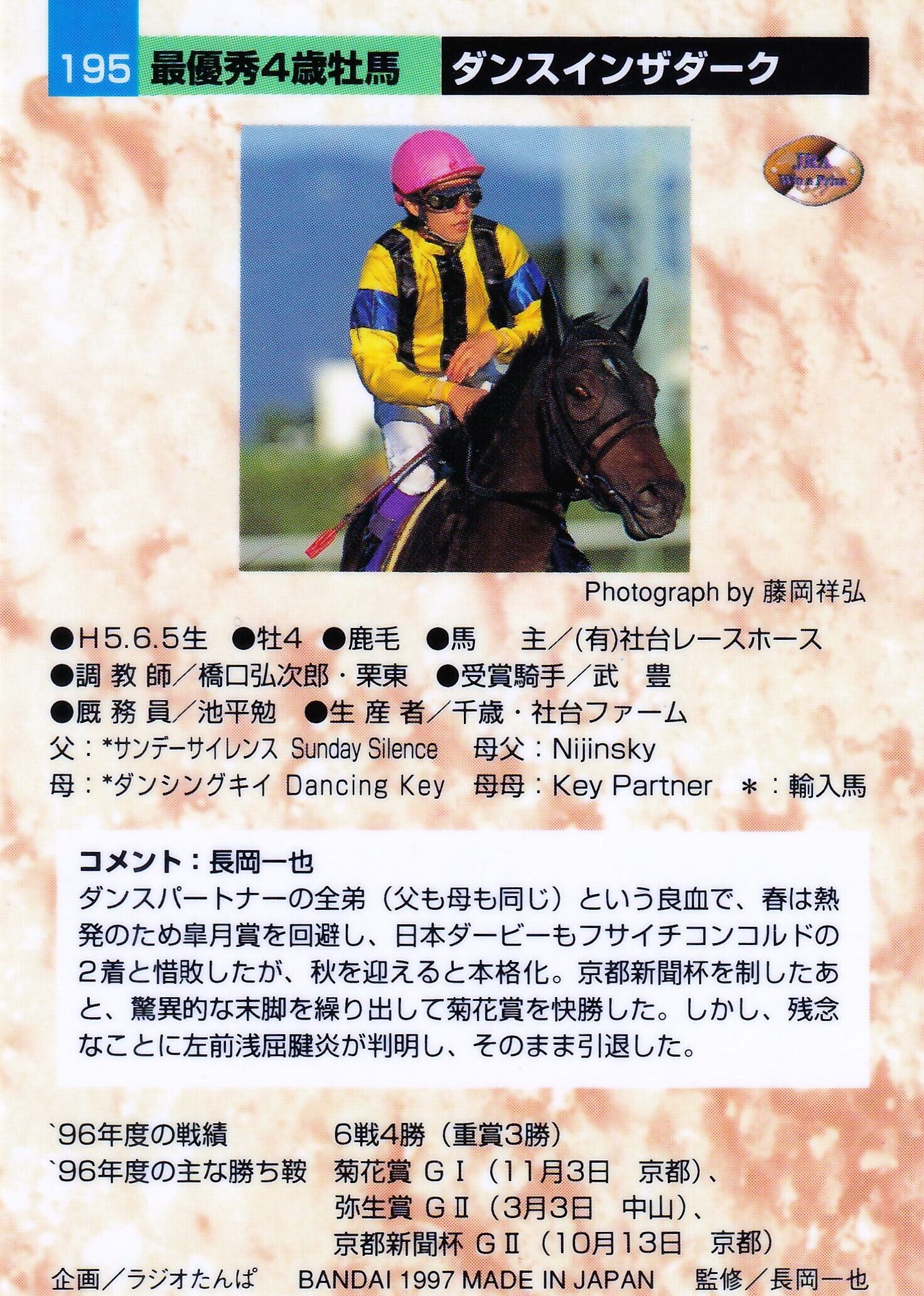 ダンスインザダーク：最優秀4歳牡馬「サラブレッドカード 96年下半期版