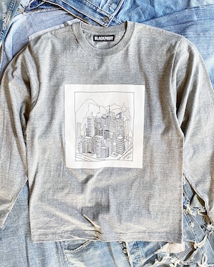 TOWNSCAPE ILLUSTRATION LONG-SLEEVE-SHIRT