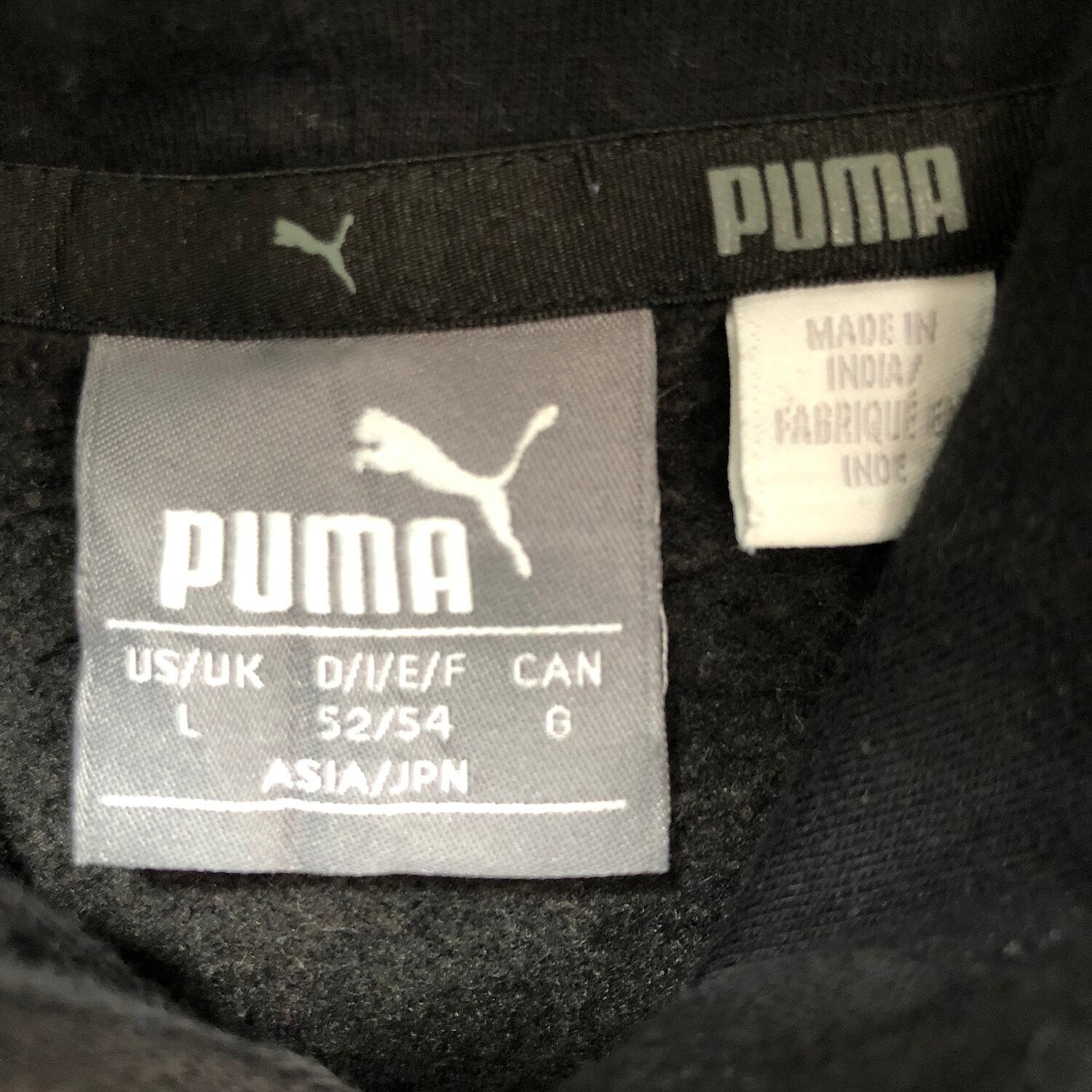 USA 古着 プーマ PUMA ロゴプリント スウェットパーカ トレーナー メンズL ブラック 黒色 古着屋エバレット