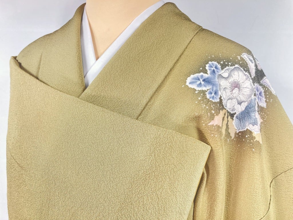 辻が花 絞り 訪問着 正絹 袷 緑 黄緑 白 威光茶 1247 | kimono 辻が花 絞り 訪問着 正絹 袷 緑 黄緑 白 威光茶 1247 | kimono