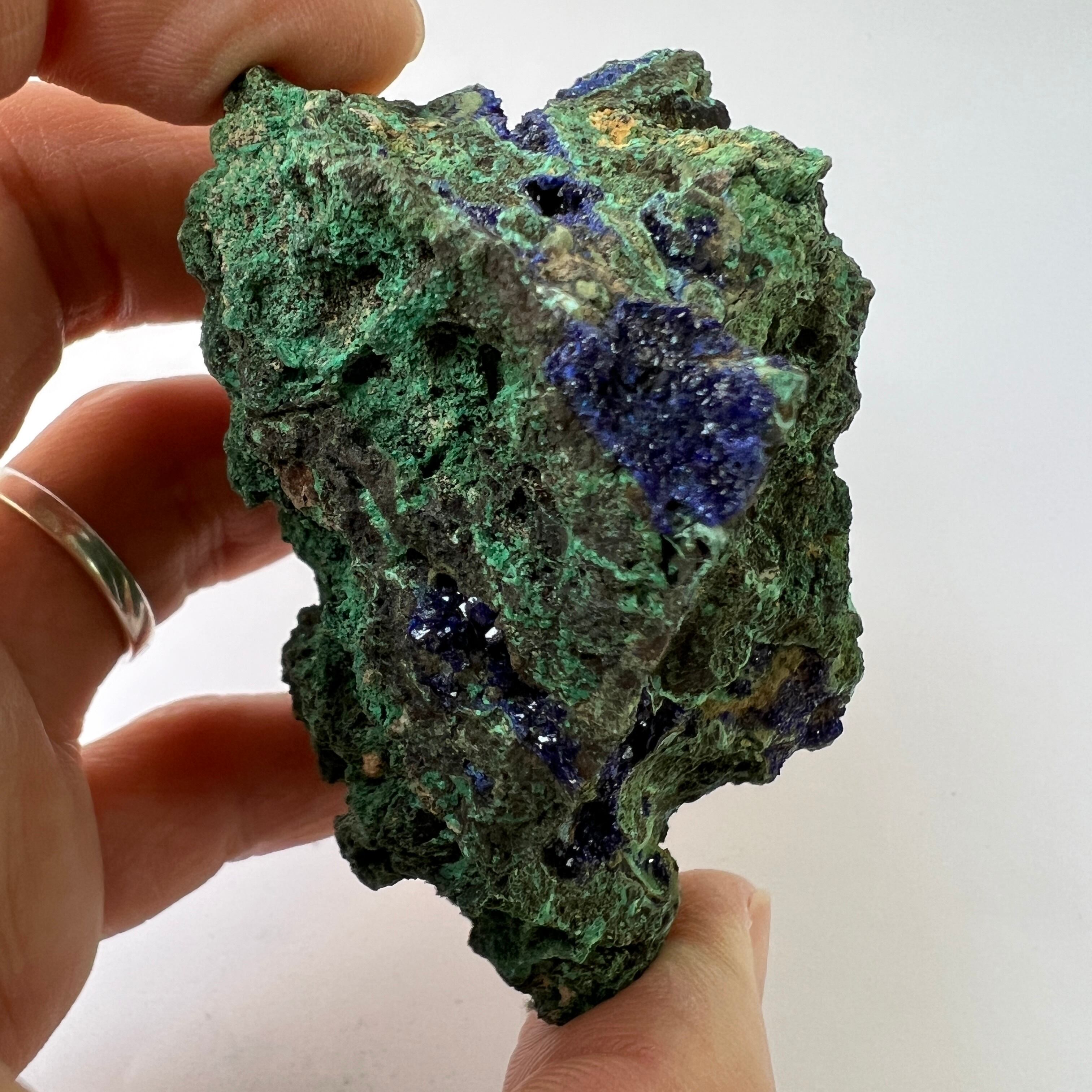 E21985】マラカイトを伴うアジュライト アジュライト 藍銅鉱 岩絵の具