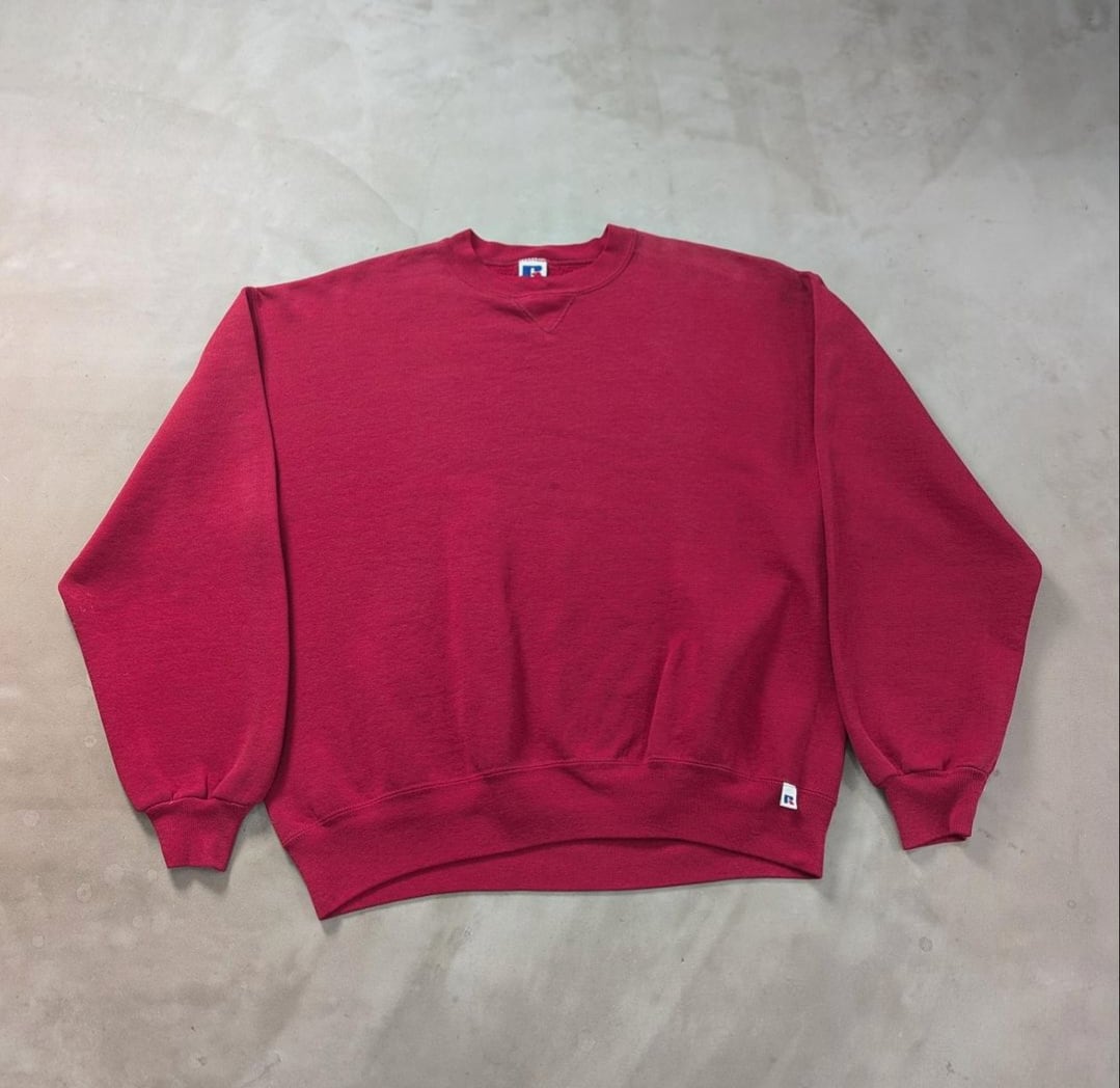 90s USA製 Russell solid 前V set in sweat shirt 小岩店