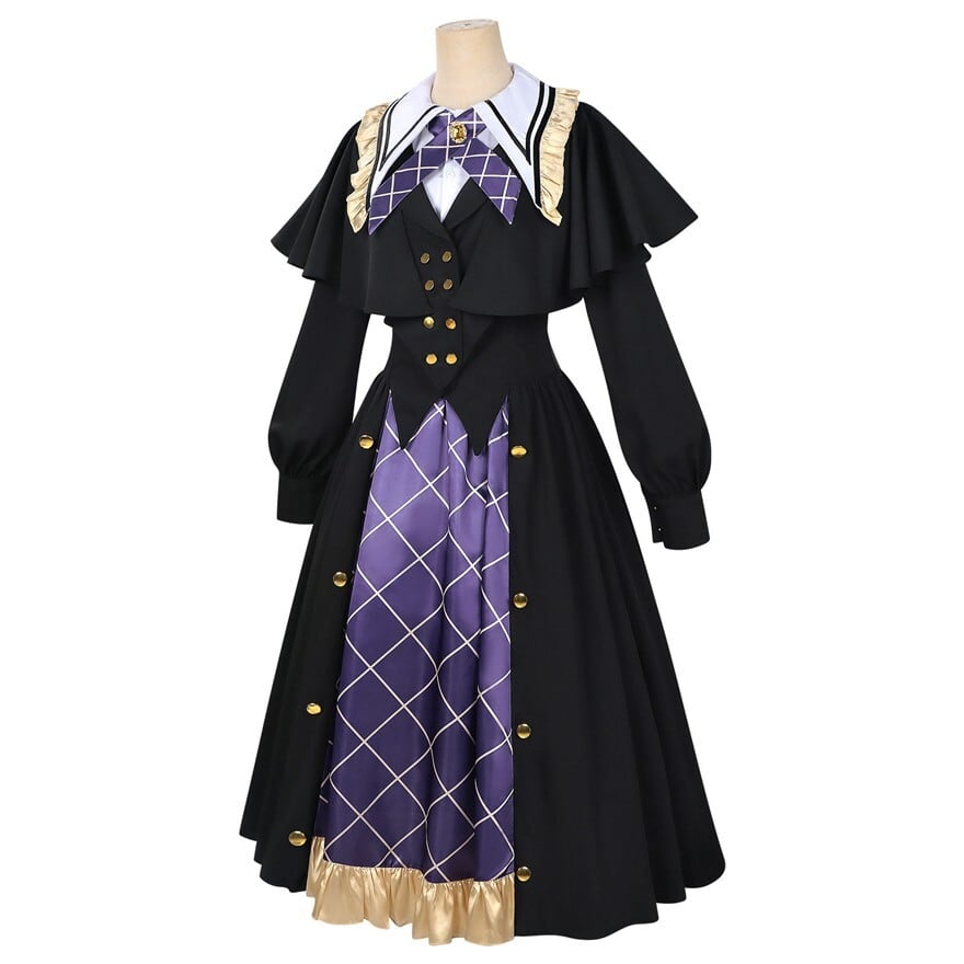 王子系軍服ロリータ｜ケープ付きワンピースセット（ブラック×パープル