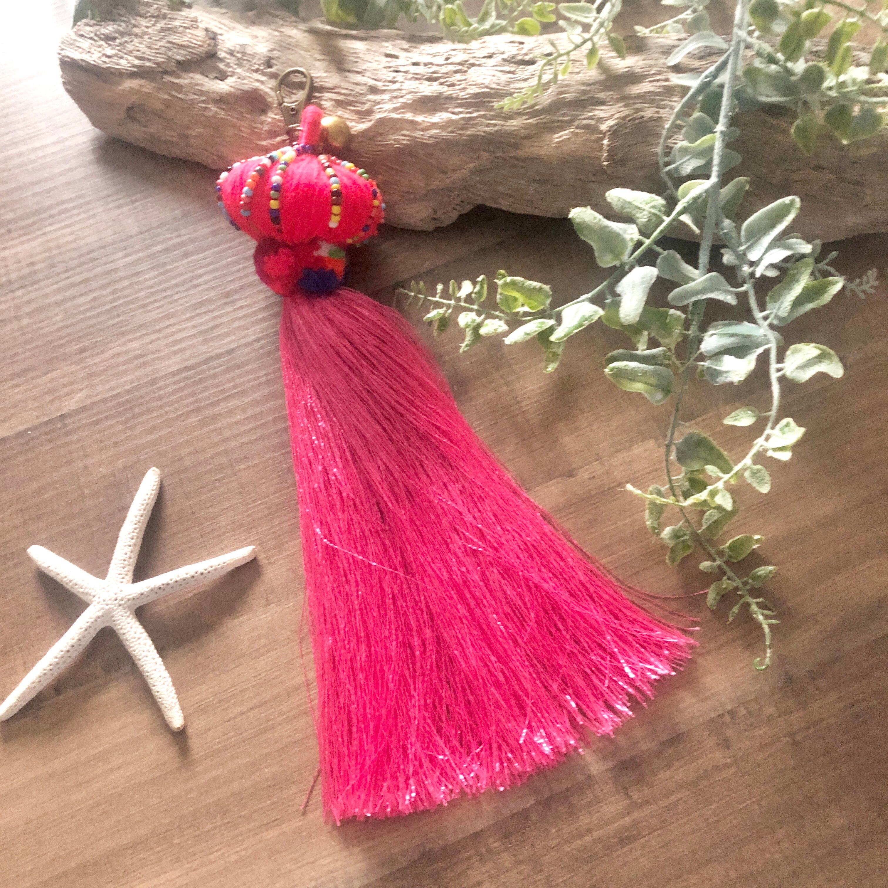 ジェリーフィッシュキーホルダー レッドピンク na カラフル ポーチ ヨガマットバッグ