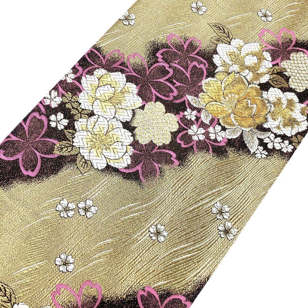 袋帯 美しい桜の花模様 金糸 振袖 O-3055 | リユース着物わびさび