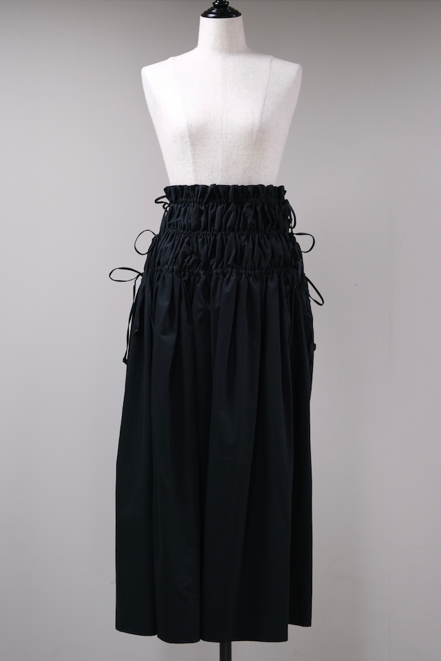 【FETICO】GATHERED ORGANIC COTTON MIDI SKIRT - black -