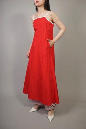 BI-COLOR CAMI DRESS  (RED) 2306-25-60