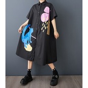 アート柄 シャツワンピース  30217