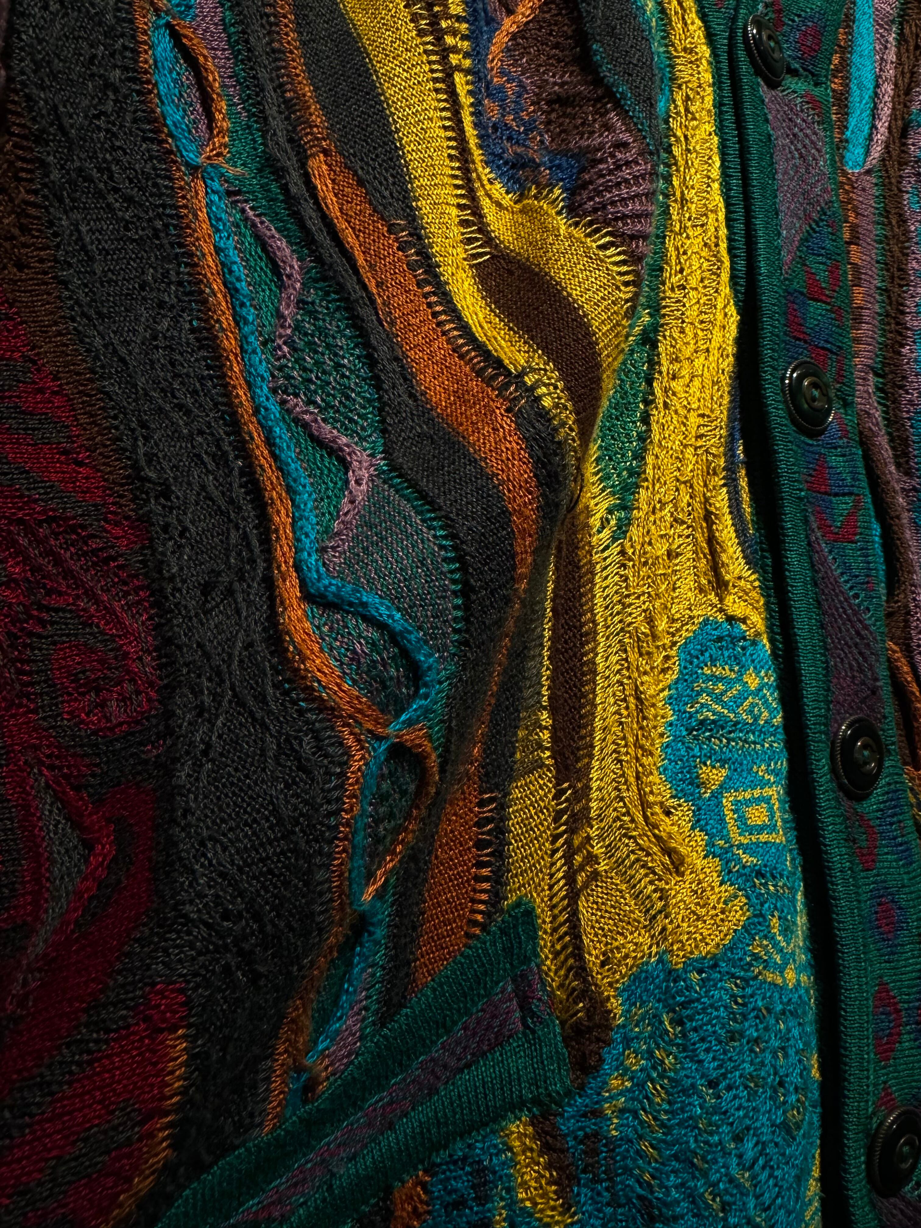 Caka】“COOGI” Crazy Pattern Vintage 3D Knit Cardigan | Caka(カカ