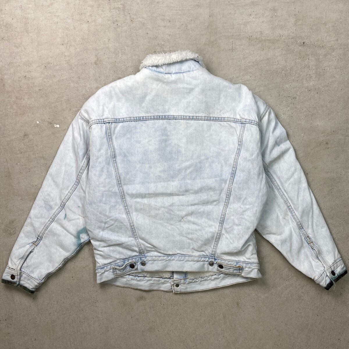 USA購入古着 vintage デニムジャケット 切り返し ホワイト レザー 90年代 USA製 Levi's リーバイス デニムボアジャケット メンズXL 古着