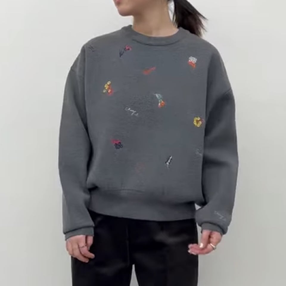 CLOCHE(クロッシェ)】カラー刺繍ニットプルオーバー［552-85612