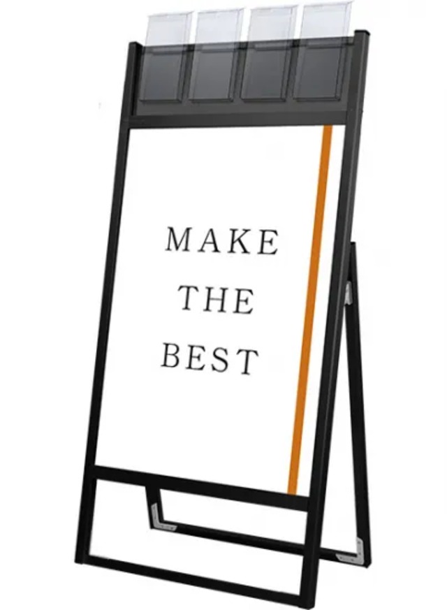 ブラックフラットオープンスタンド看板パンフレットケース付A1片面