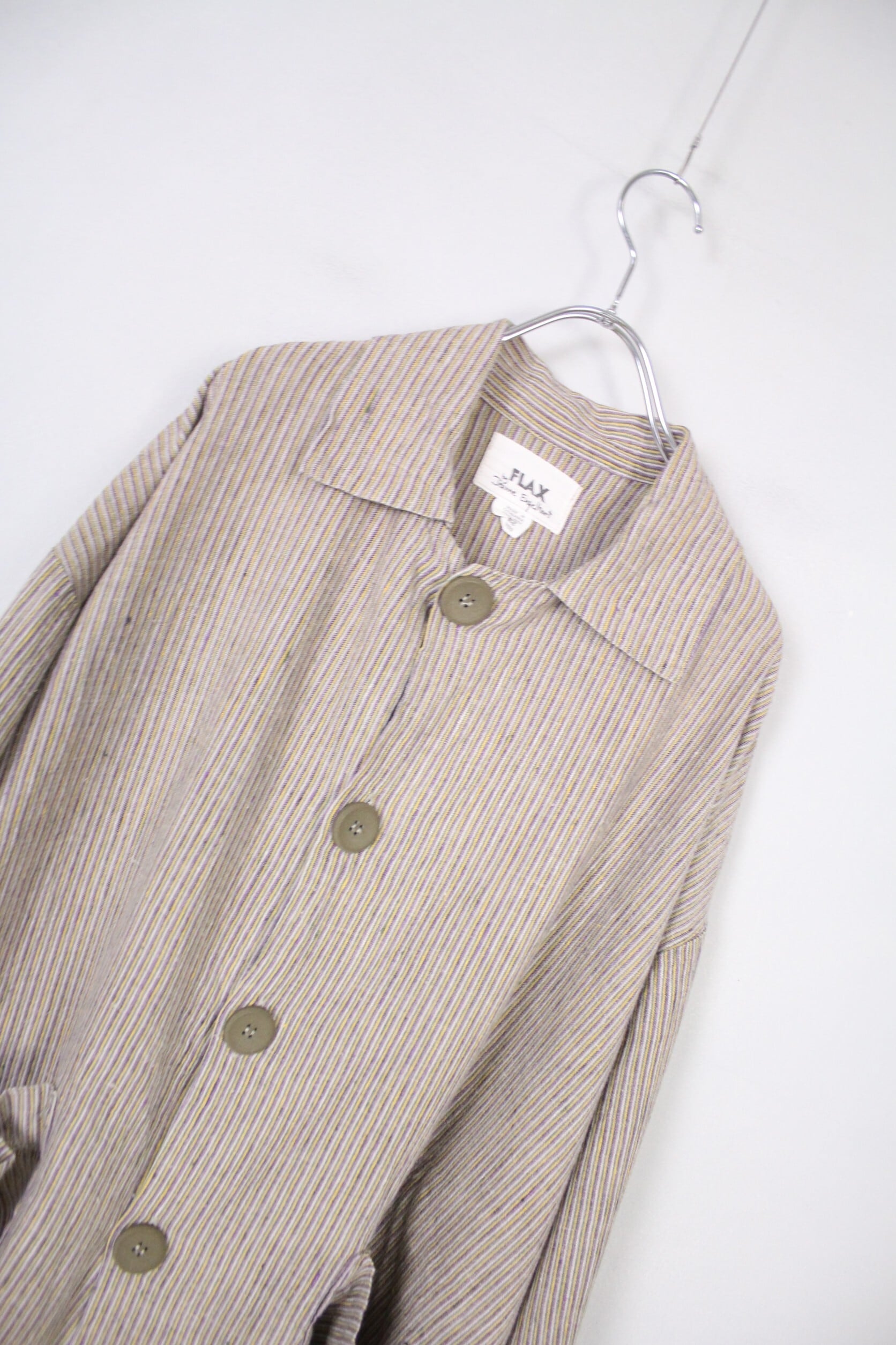 FLAX リネン プルオーバー FLAX ショート丈 フラックスリネン100% デザインカバーオール