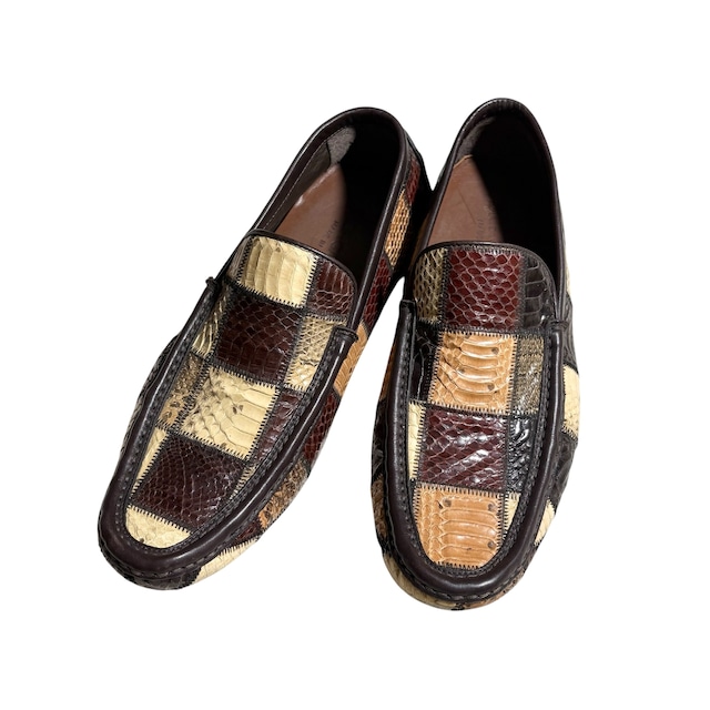 DOLCE&GABBANA multicolor python leather driving shoes
