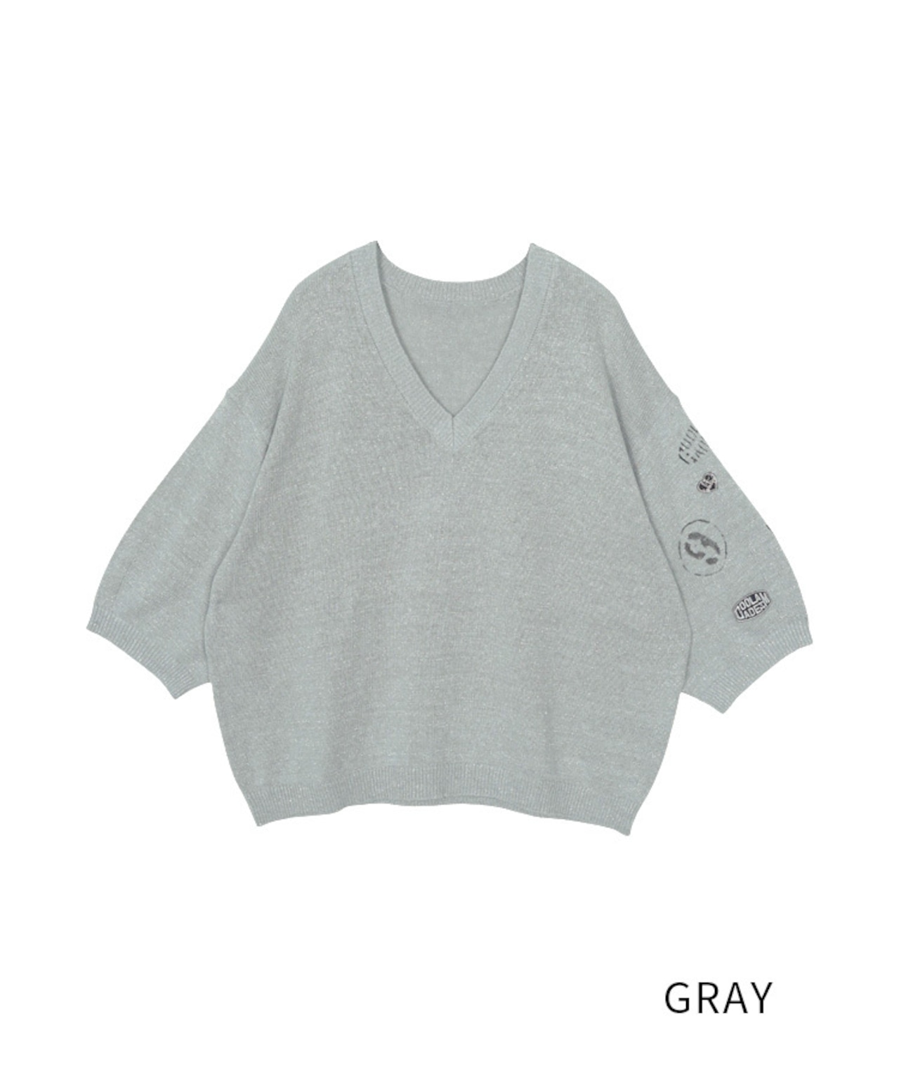 VネックグリッターTOPS (GRAY) CQ-49025