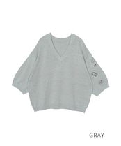 VネックグリッターTOPS (GRAY) CQ-49025