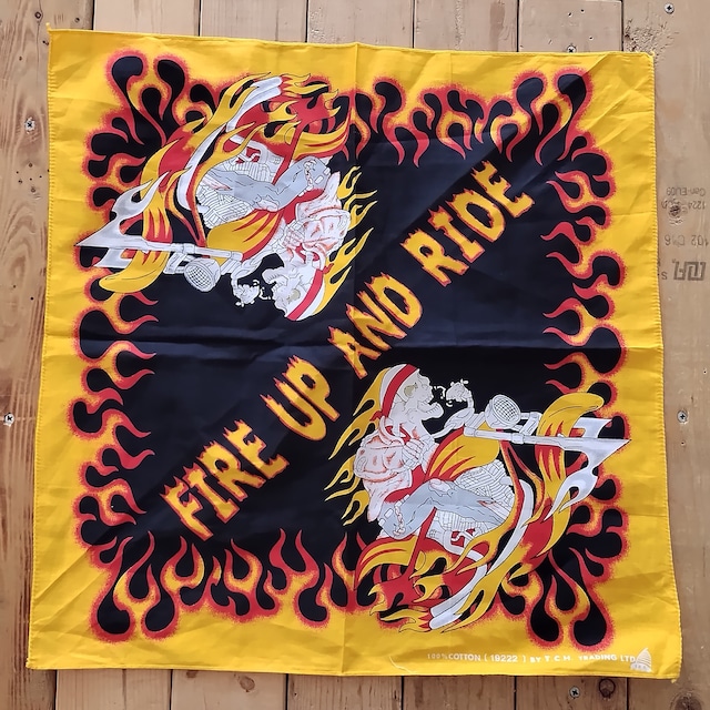 新品　バンダナ　ファイヤーパターン/スカルバイク　fire　USA古着