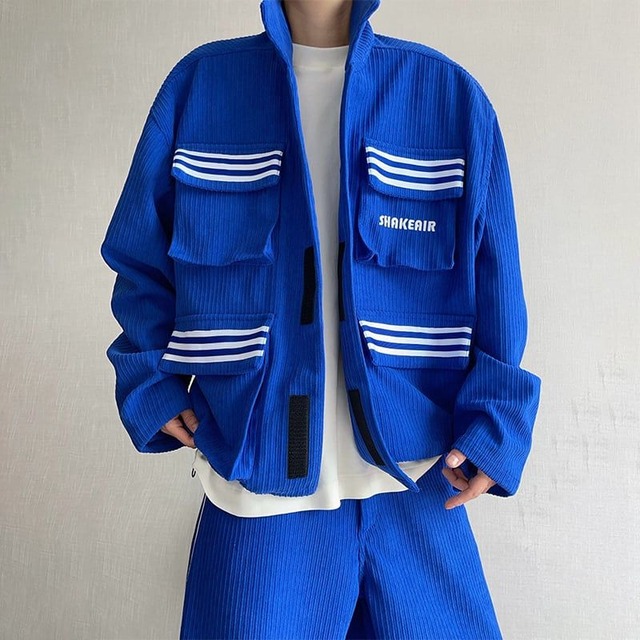 dannyandzeeイヤルブルーコーデュロイポケットジャケット