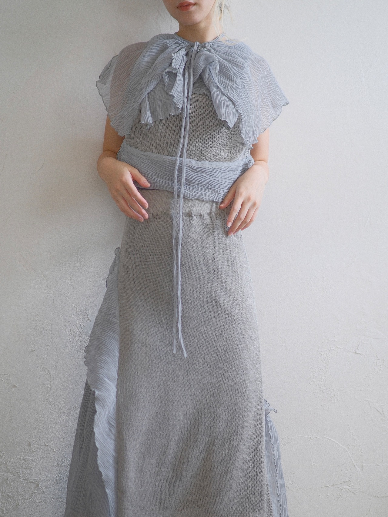 Sheer Layered Puff Top / GRAY - 4
