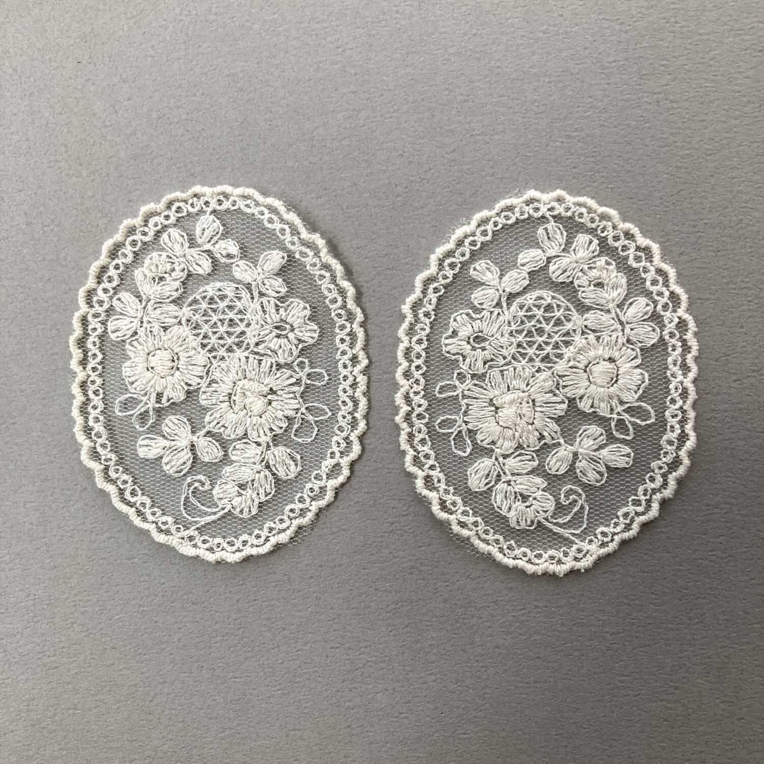 再入荷〉ざっくりお花刺繍のオーバルチュールレース | Dua