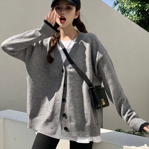 【送料無料】 カーディガン  長袖  ショート丈  カジュアル系  シンプルデザイン ゆったり  暖かい  暖かコーデ   厚手生地  レディースファッション  可愛い  30代・40代  プチプライス  冬  お出かけ  グレー