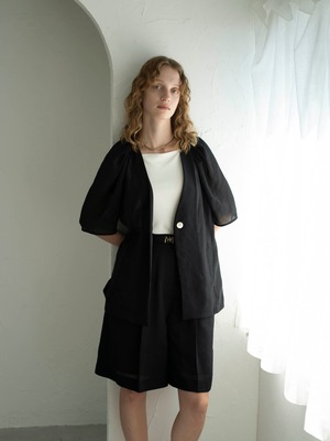 SANDY(サンディ)リネンライクメッシュキュロットパンツ B/BLACK