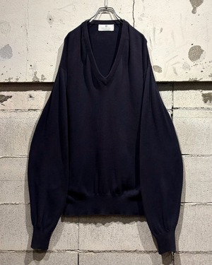 【Caka otto】 “BALLANTYNE” Sea Island Cotton Vintage V Neck Knit