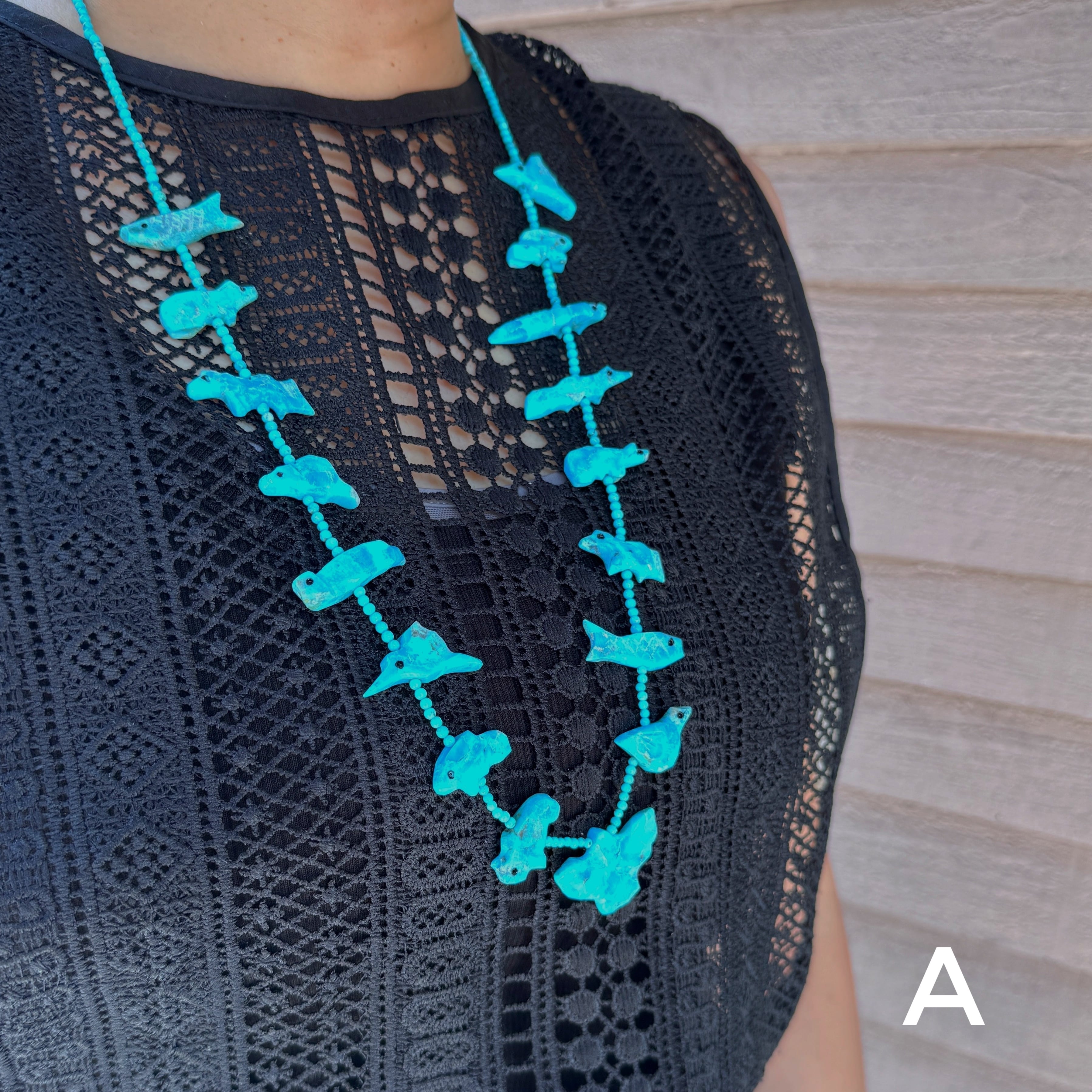 フェティッシュネックレス Indian Jewelry》 ターコイズ ボリューム フェティッシュネックレス 鳥