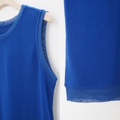 tulle neck no sleeve tank/blue